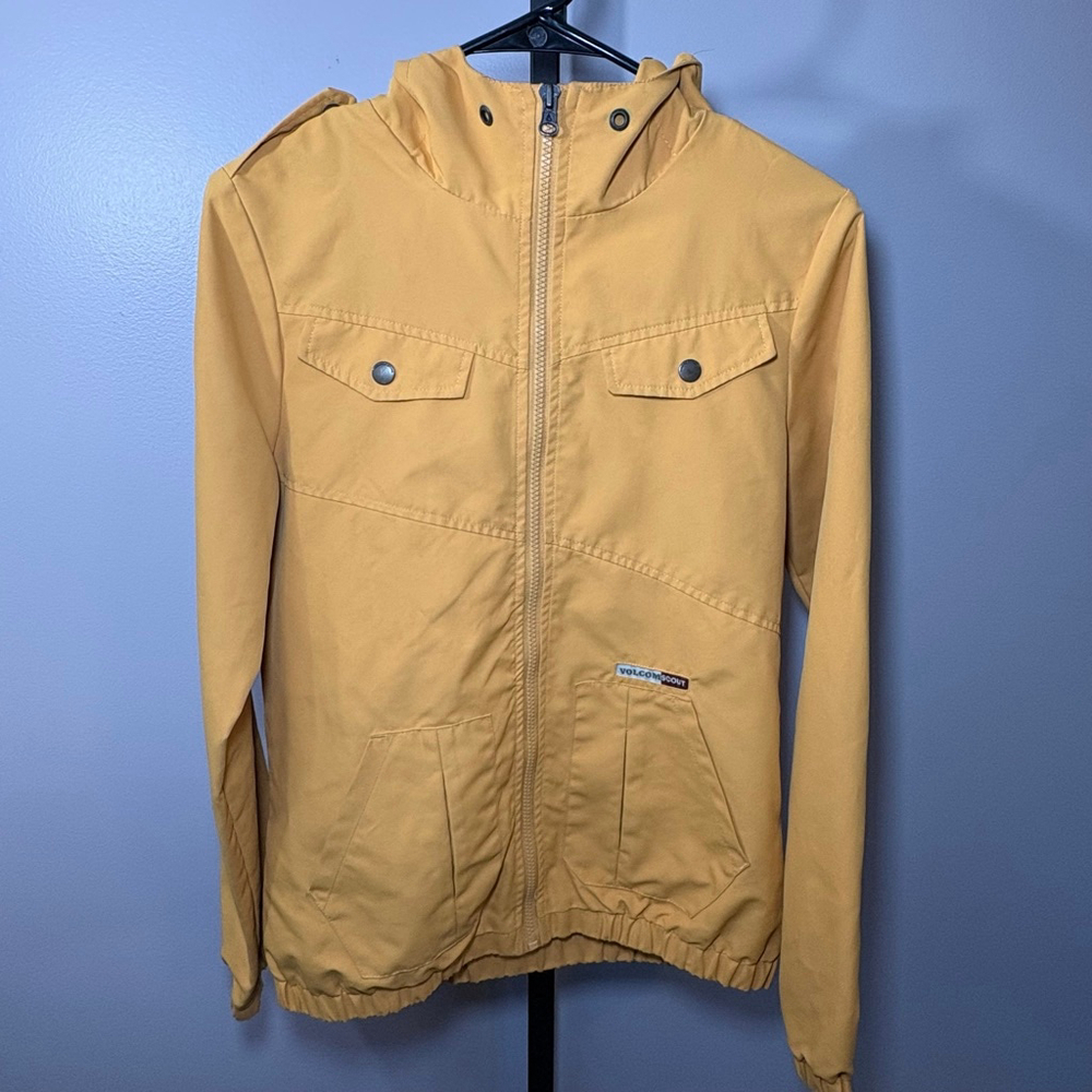 Women's Volcom Yellow Utility Jacket with Multicolor Hood Lining S
